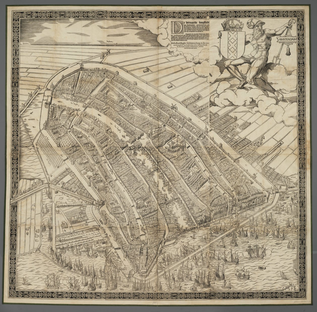 Allemand : Die berühmte Handelsstadt Amsterdam
Dutch : De vermaerde koopstadt van Amstelredam - Cornelis Anthonisz.