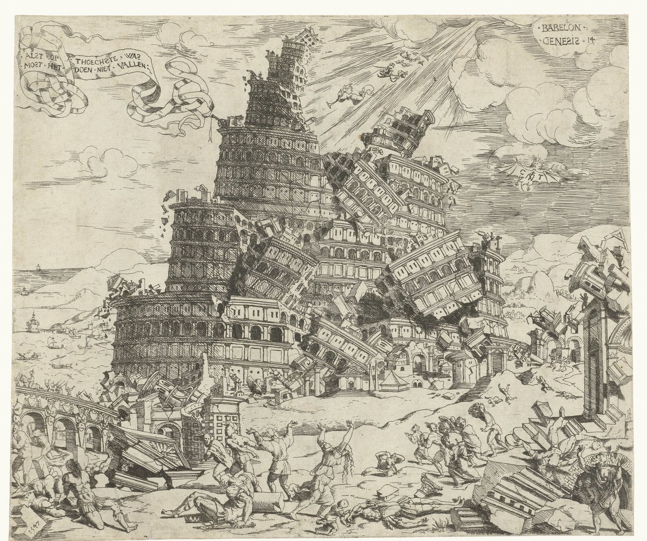 Chute de la tour de Babel - Cornelis Anthonisz.