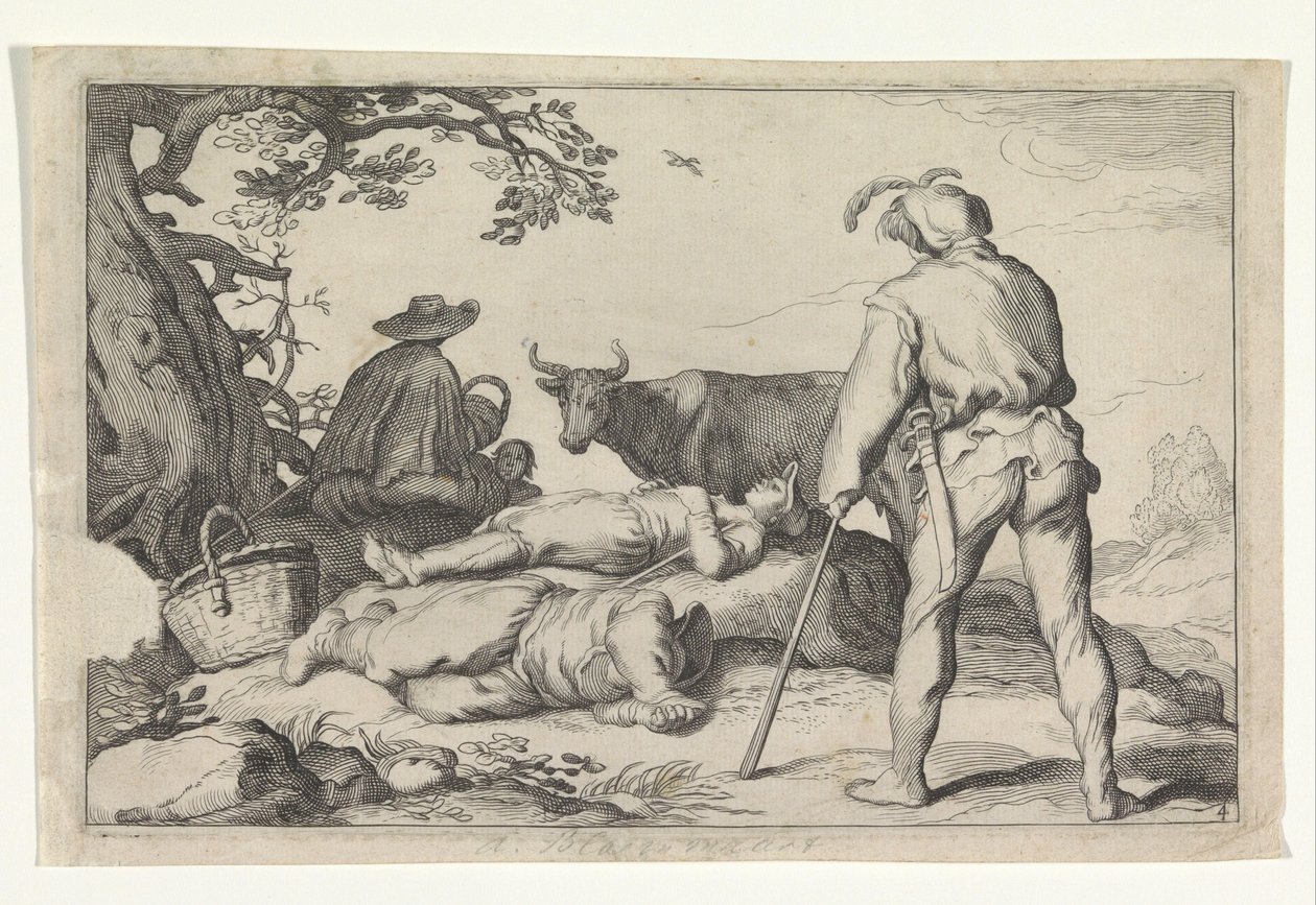 Bergers (Otia delectant) - Cornelis Bloemaert (II) (possibly)