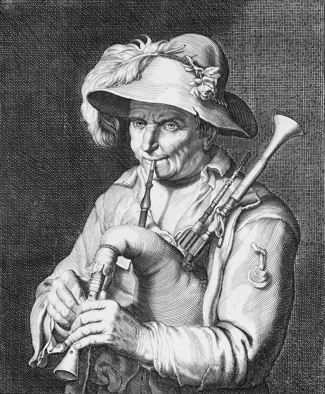 Homme jouant de la cornemuse - Cornelis Bloemaert