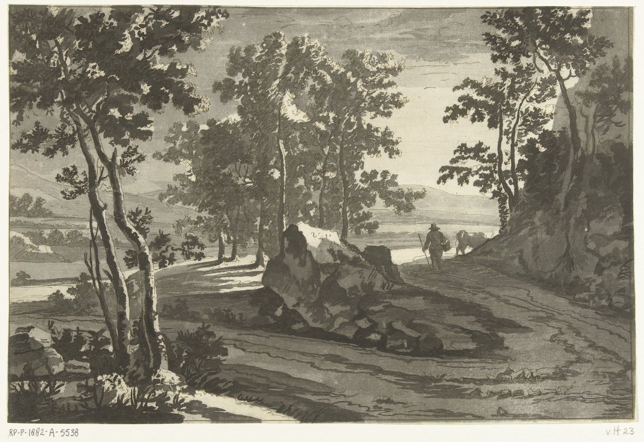 Paysage boisé avec conducteur de bétail - Cornelis Brouwer