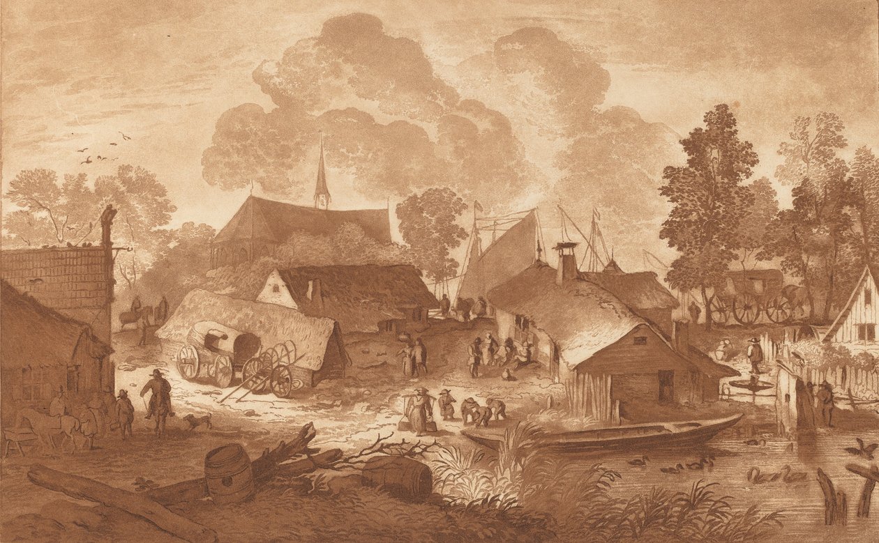 Village avec étang, vers 1782 - Cornelis Brouwer