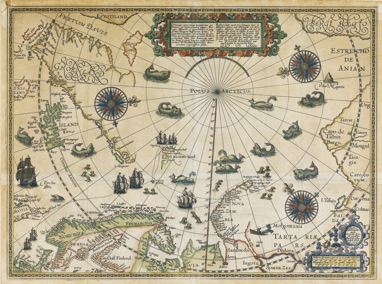 Carte du troisième voyage de Willem Barentsz, 1598 - Cornelis Claesz