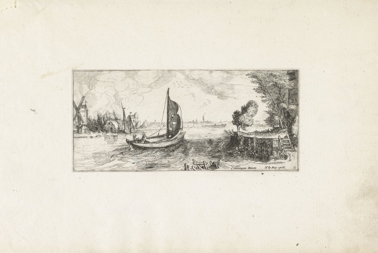 Bateau sur une rivière - Cornelis Claesz van Wieringen (possibly)