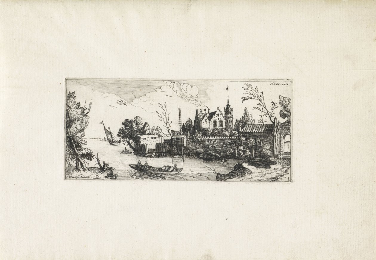 Paysage fluvial avec un canot - Cornelis Claesz van Wieringen (possibly)