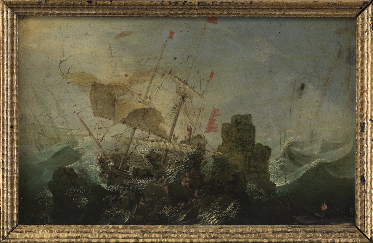 Naufrage contre un rocher - Cornelis Claesz  van Wieringen
