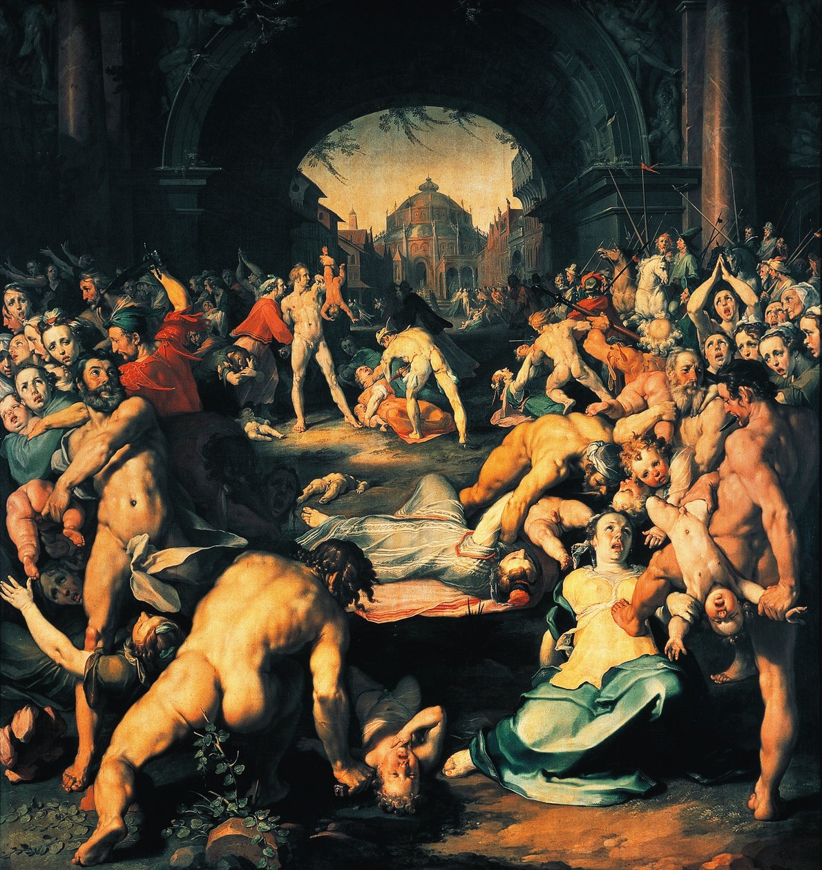 Massacre des innocents, panneau central du triptyque, par Cornelis Cornelisz van Haarlem - Cornelis Cornelisz. van Haarlem