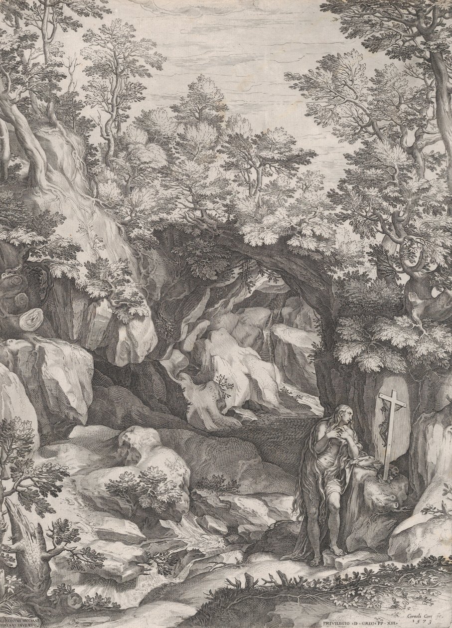 Marie-Madeleine repentante dans le désert, 1573 - Cornelis Cort
