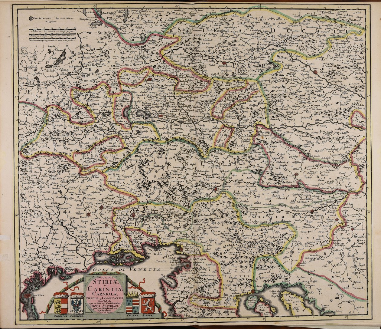 Ducatus Stiriae et Carintiae Carniolae Cilleiae que comitatus nova tabula que et pars est meridionalior circuli Austriaci - Cornelis Danckerts