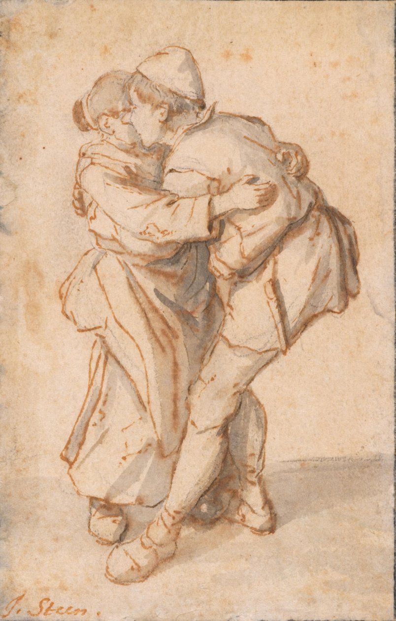 Un couple de paysans dansant - Cornelis Dusart