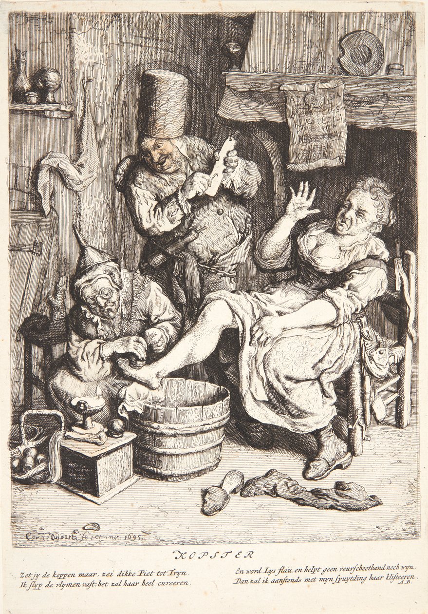 Femme traitée par ventouses - Cornelis Dusart