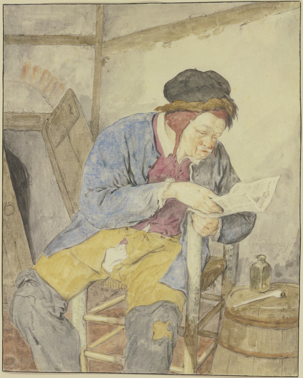 Lecteur de journal près d