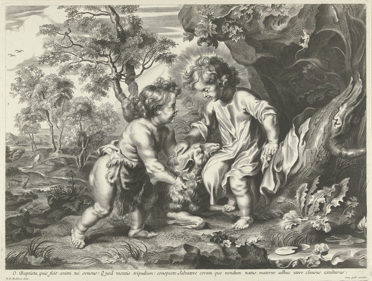 Jean-Baptiste et Christ enfants - Cornelis Galle (I) (possibly)