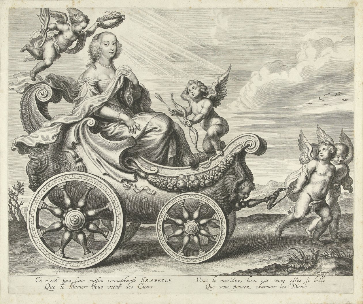 Clara Isabella de Ligne-Arenberg (?) dans un char de triomphe - Cornelis Galle (I)