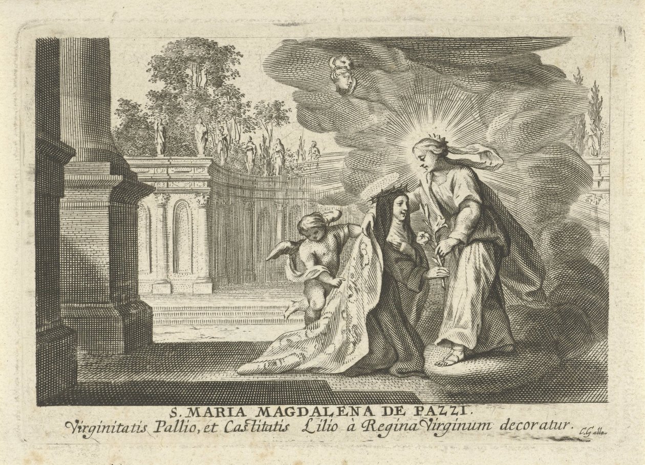 Marie donne un lys à Sainte Marie-Madeleine de Pazzi - Cornelis Galle (I)
