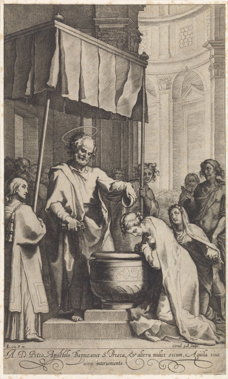 Pierre baptise Sainte Prisca de Rome - Cornelis Galle (I)