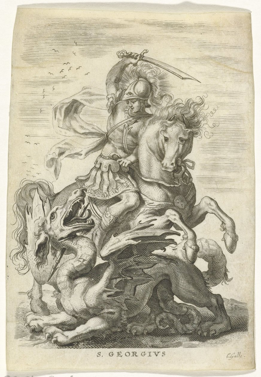 Saint Georges combat le dragon - Cornelis Galle (II)