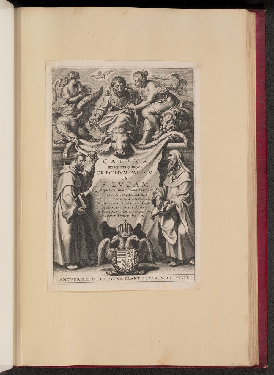 Page de titre pour Balthasar Cordier, Catena Sexaginta Qvinqve Graecorvm Patrvm in S. Lvcam... - Cornelis Galle I after Sir Peter Paul Rubens