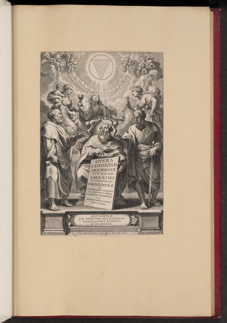 Page de titre pour "Opera S. Dionysii Areopagitae, I" de Balthasar Cordier - Cornelis Galle I after Sir Peter Paul Rubens