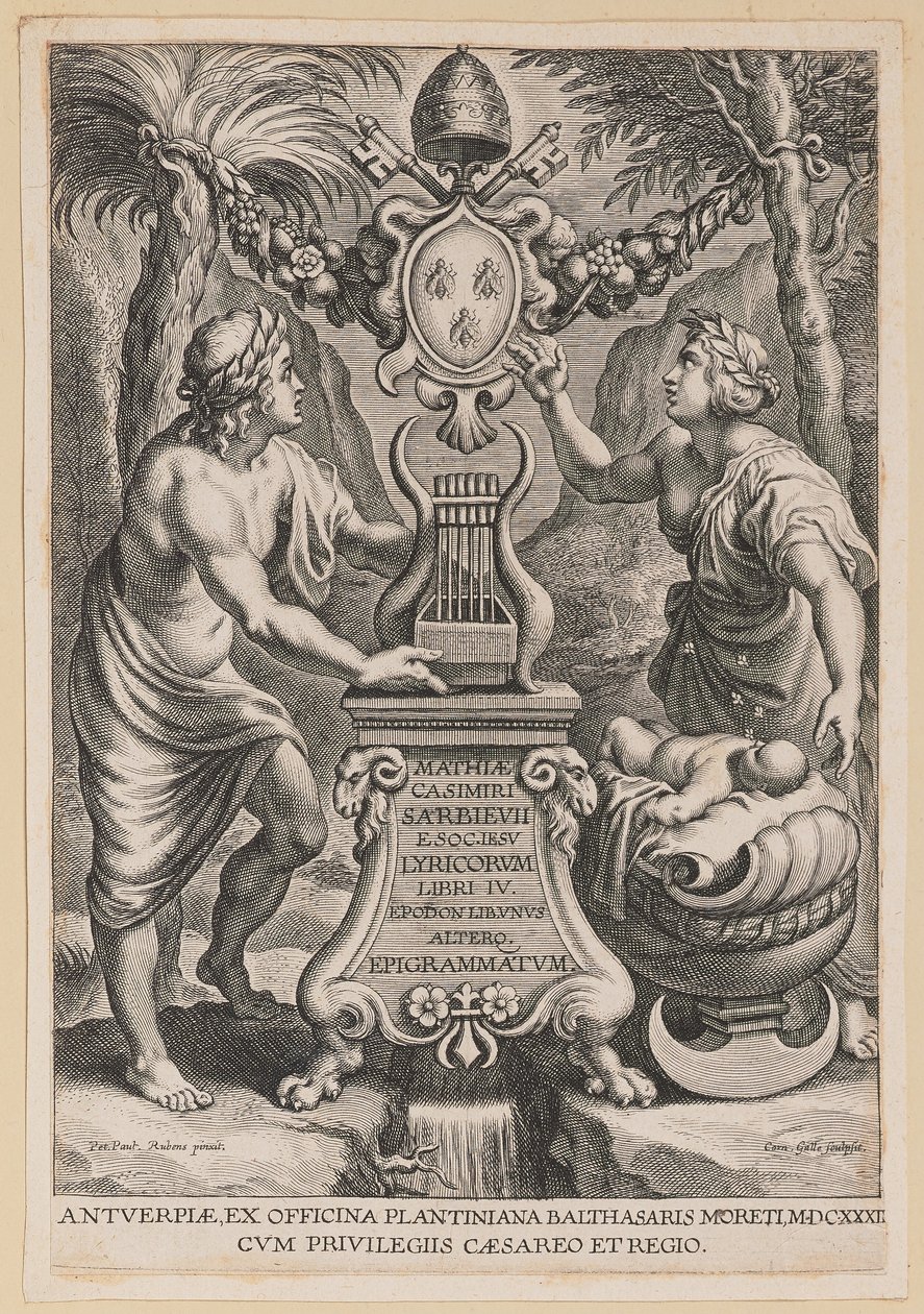 Page de titre pour "Lyricorum Libri IV" de M.C. Sarbievski - Cornelis Galle I after Sir Peter Paul Rubens