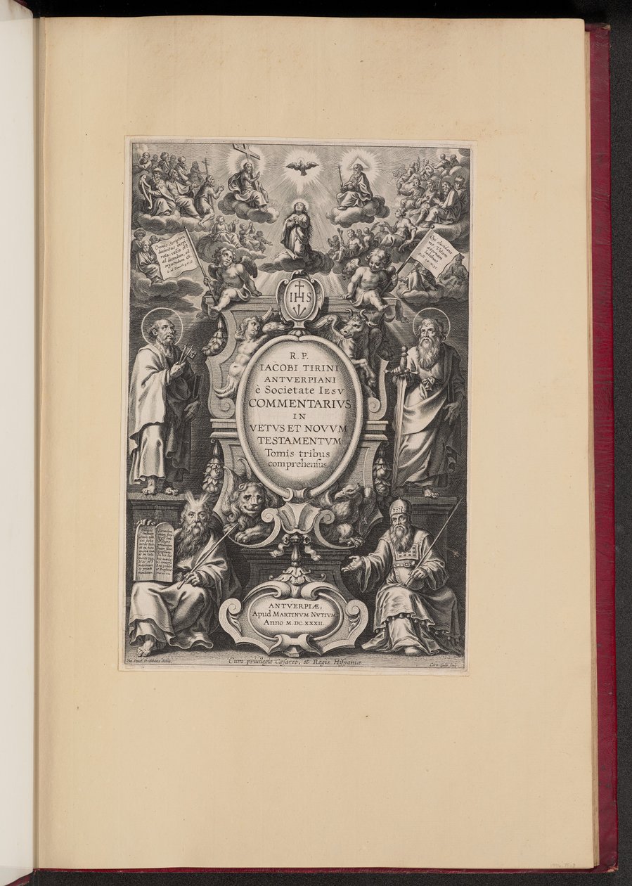 Page de titre pour "Commentarius in Vetvs et Novvm Testamentvm" de R.P. Jacobi Tirini - Cornelis Galle I after Sir Peter Paul Rubens