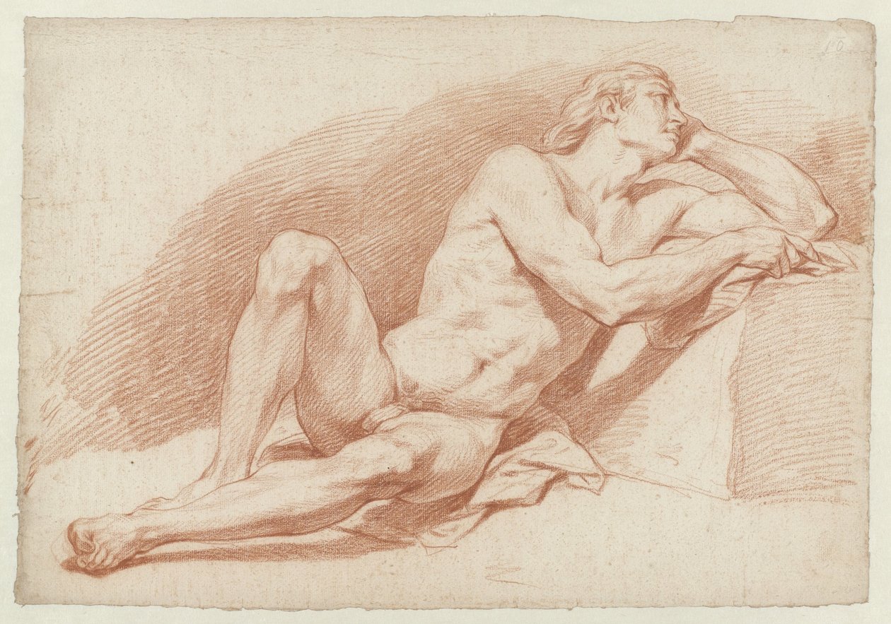 Homme nu assis, appuyé - Cornelis Joseph d