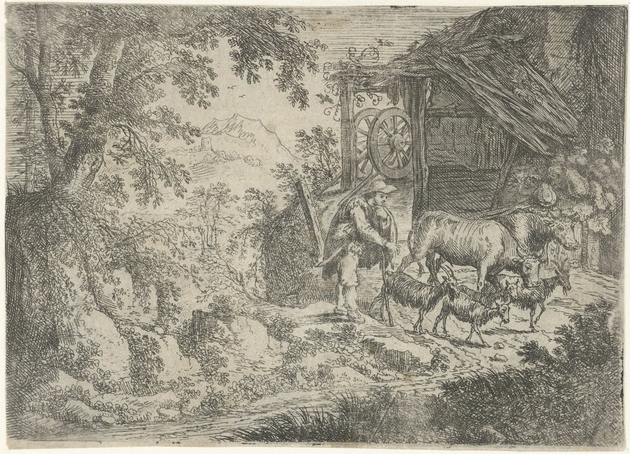 Berger avec chèvres et vaches - Cornelis Matthieu