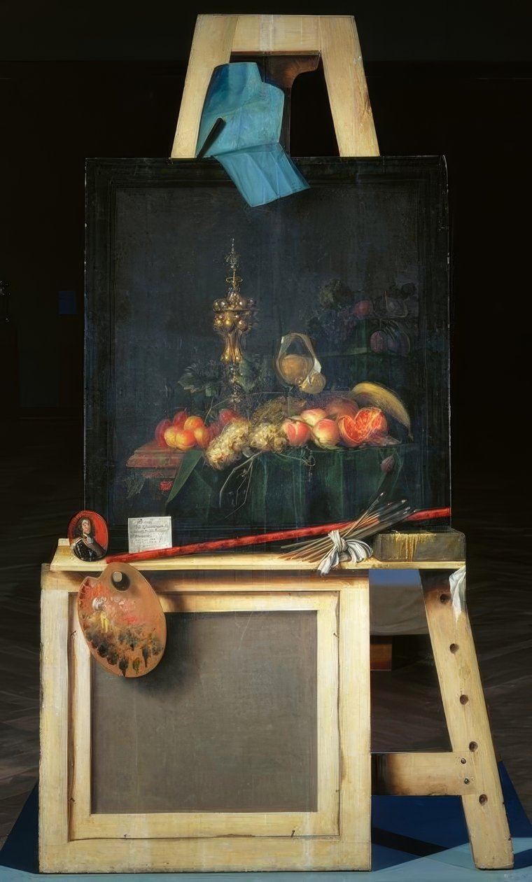 Chevalet du peintre avec nature morte de fruits - Cornelis Norbertus Gysbrechts