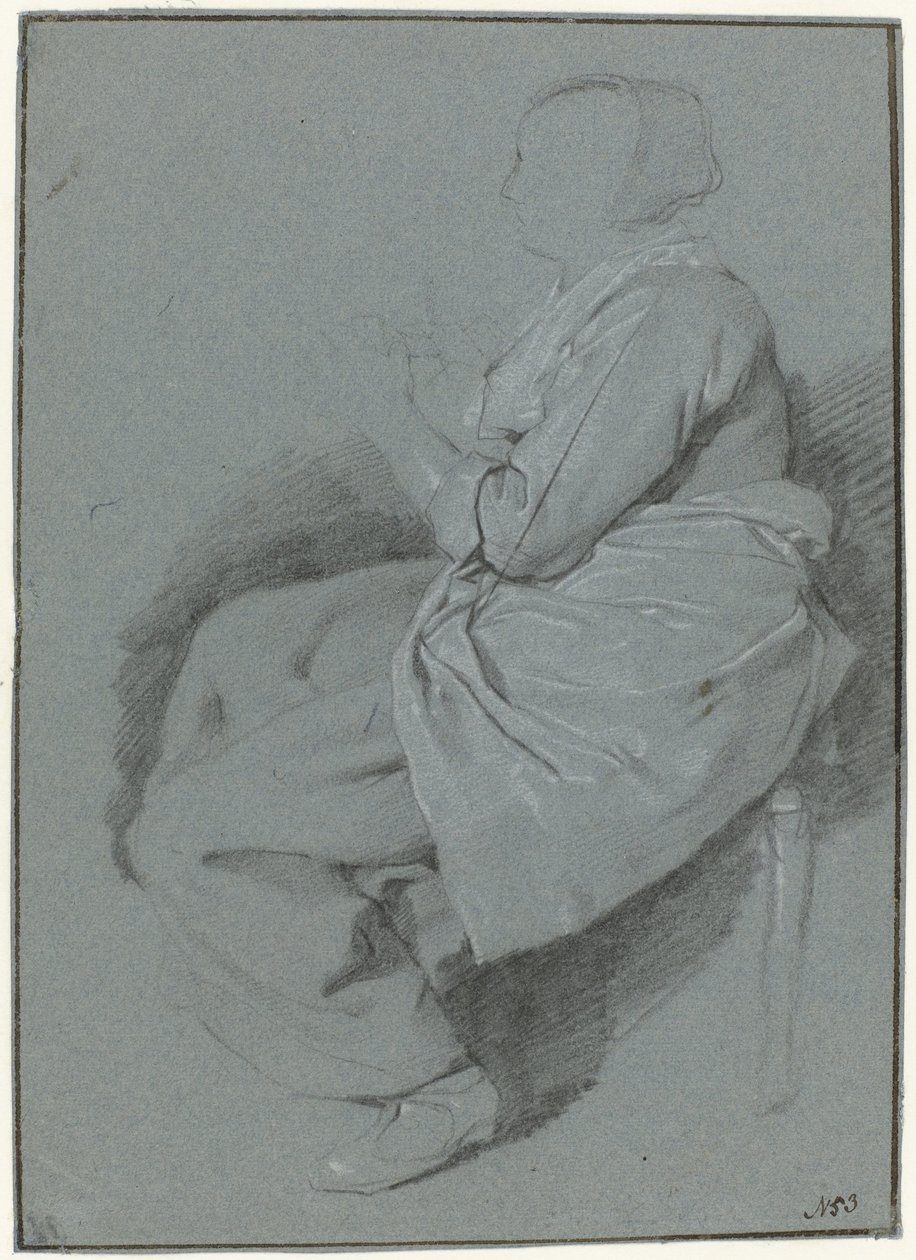 Femme assise, de profil à gauche, portant un tablier - Cornelis Pietersz. Bega