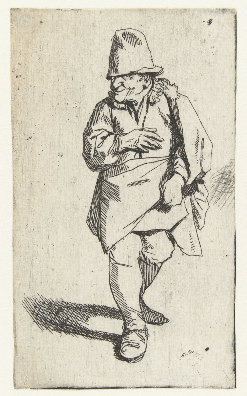 Homme debout avec un haut-de-forme ou un bonnet, main droite sur la poitrine - Cornelis Pietersz. Bega