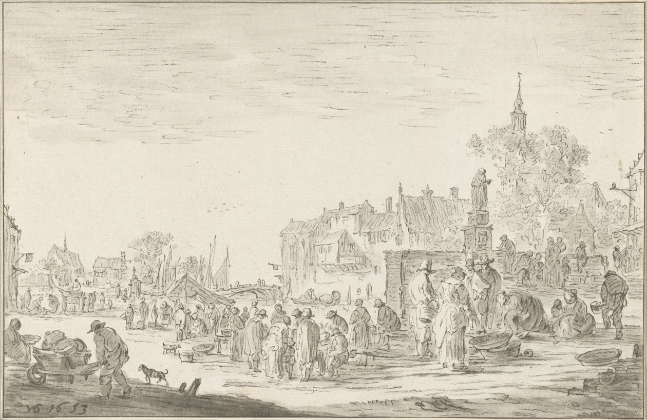 Marché aux poissons - Cornelis Ploos van Amstel (signed by artist)