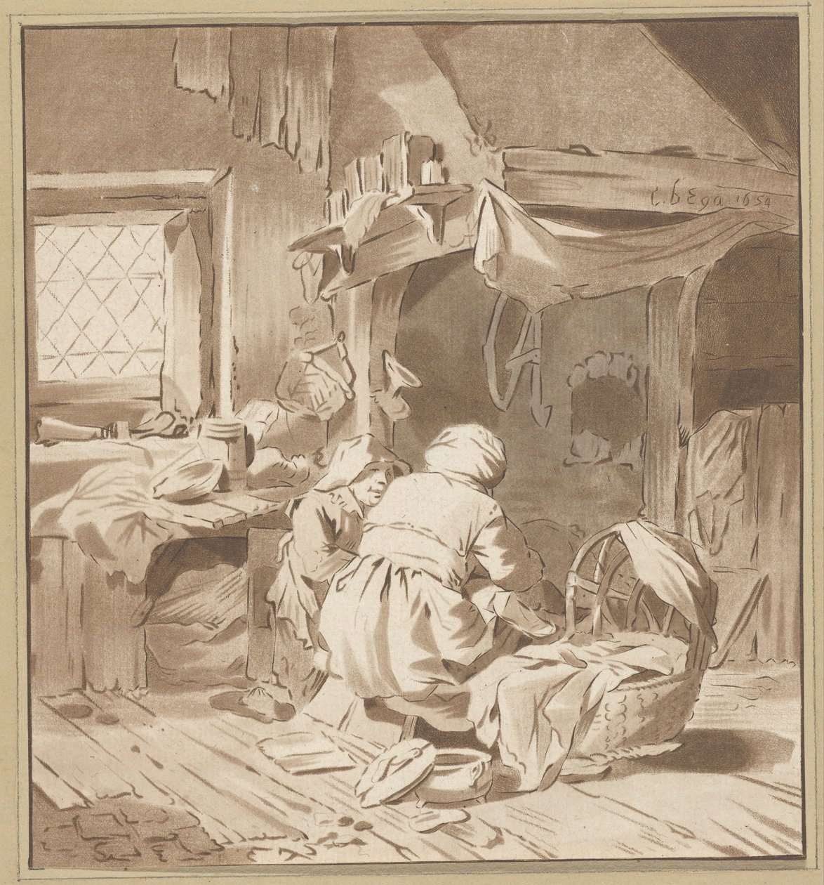 Intérieur paysan avec deux femmes - Cornelis Ploos van Amstel