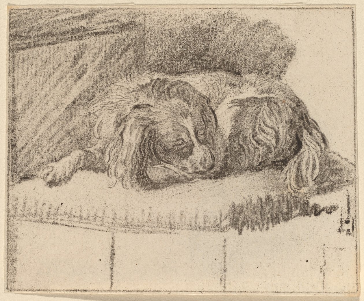 Chien couché - Cornelis Ploos van Amstel