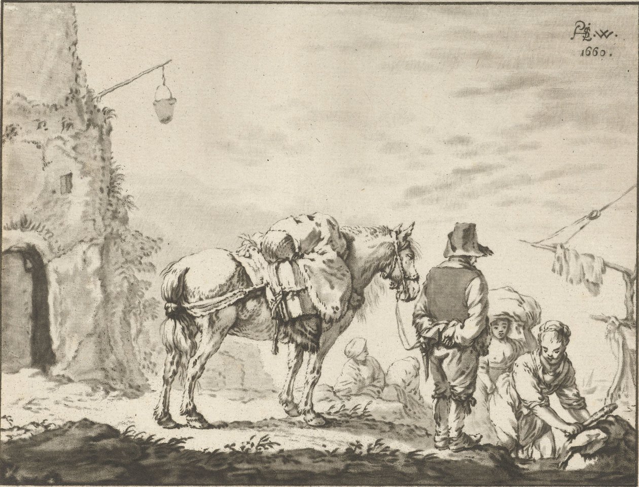 Homme avec cheval près d