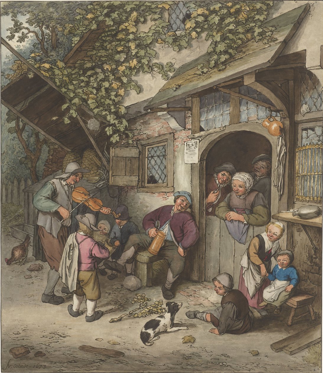 Violoniste devant une auberge - Cornelis Ploos van Amstel