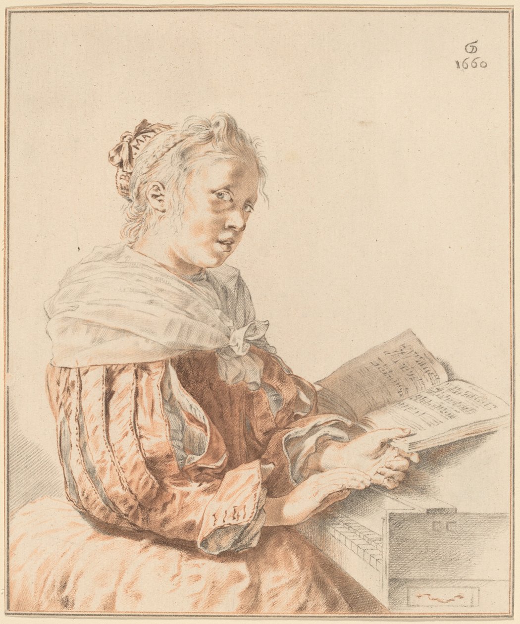 Jeune fille au clavier - Cornelis Ploos van Amstel