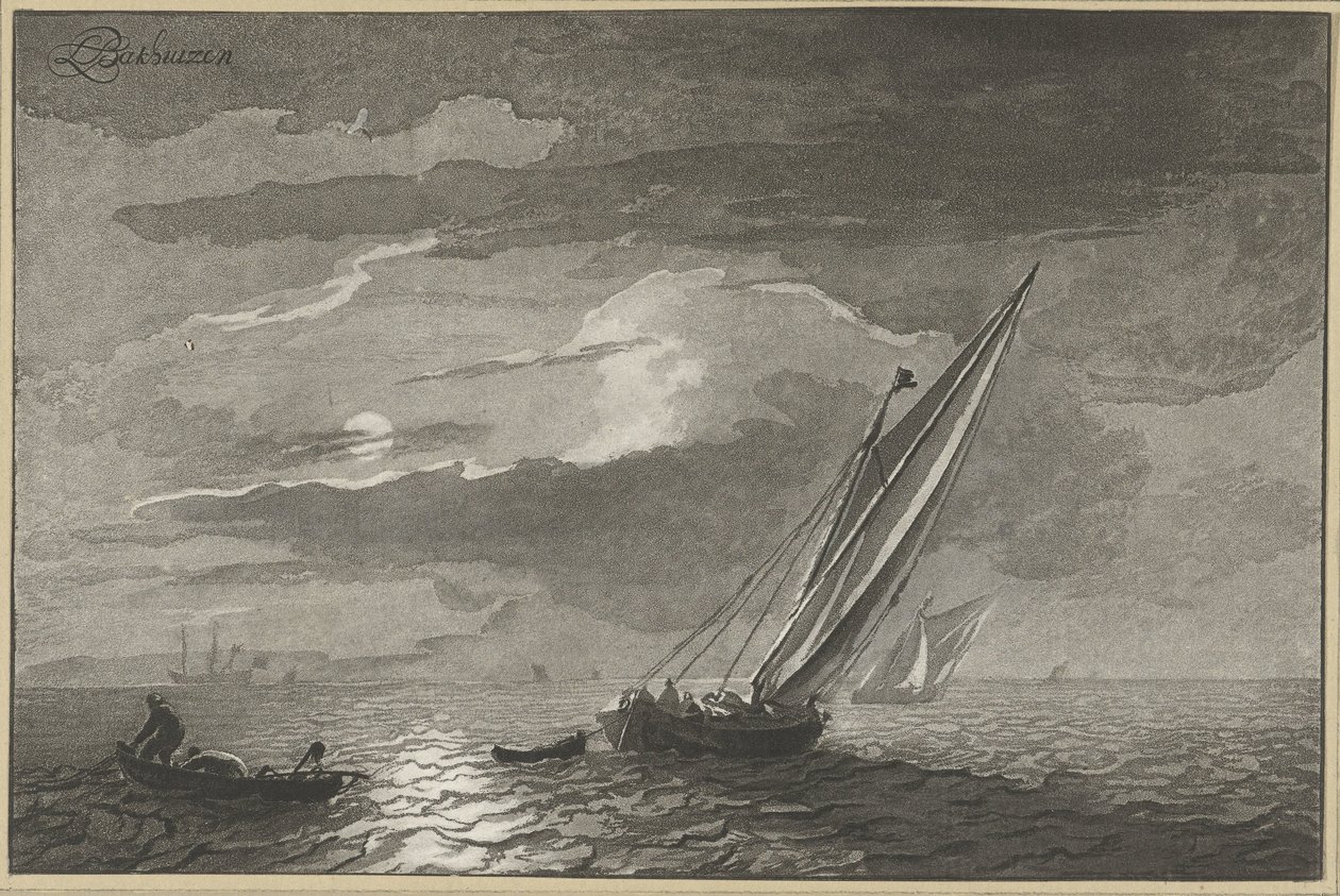 Paysage marin avec pleine lune - Cornelis Ploos van Amstel