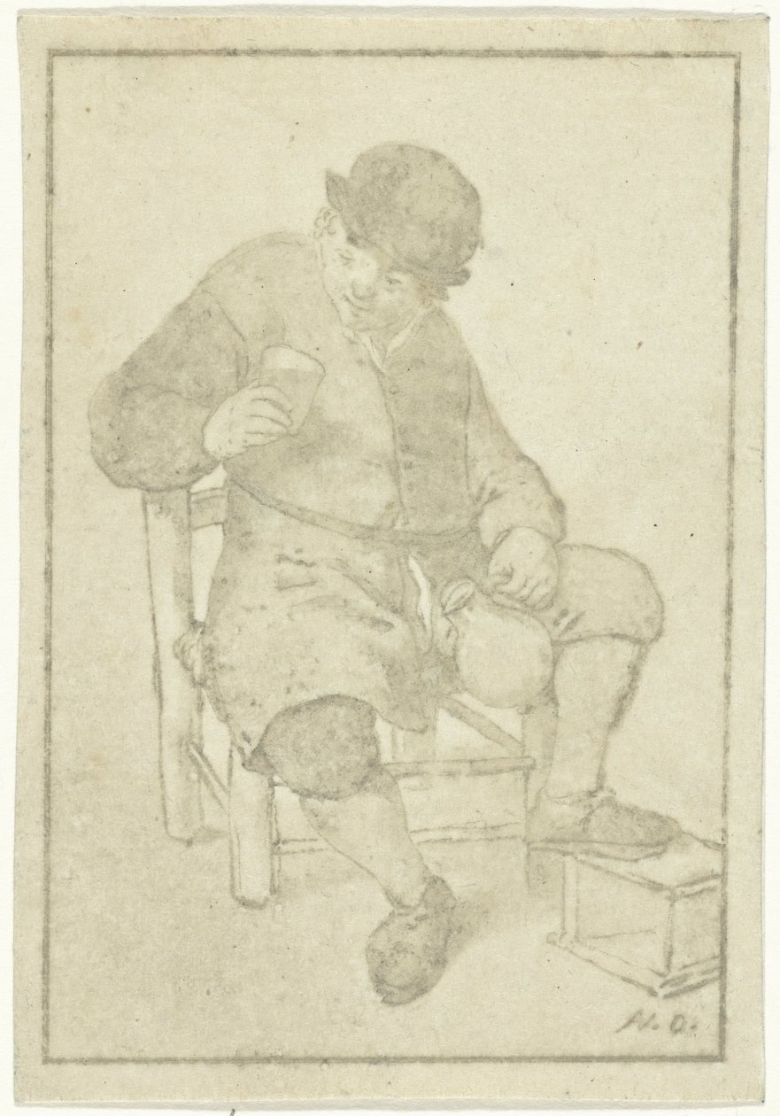 Paysanne assise avec une cruche - Cornelis Ploos van Amstel