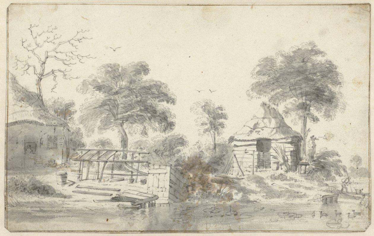 Ferme avec grange au bord de l