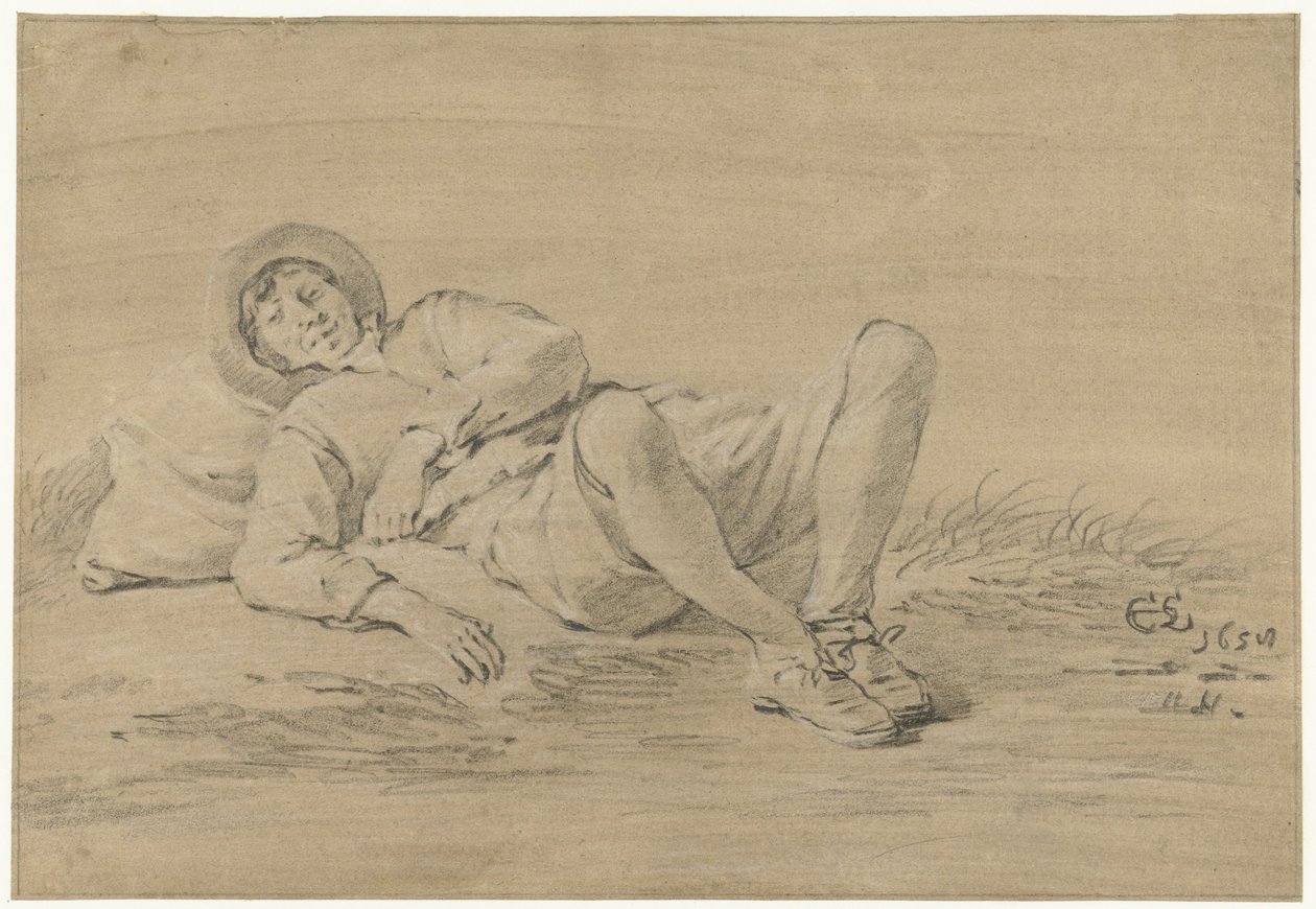 Jeune homme allongé - Cornelis Saftleven