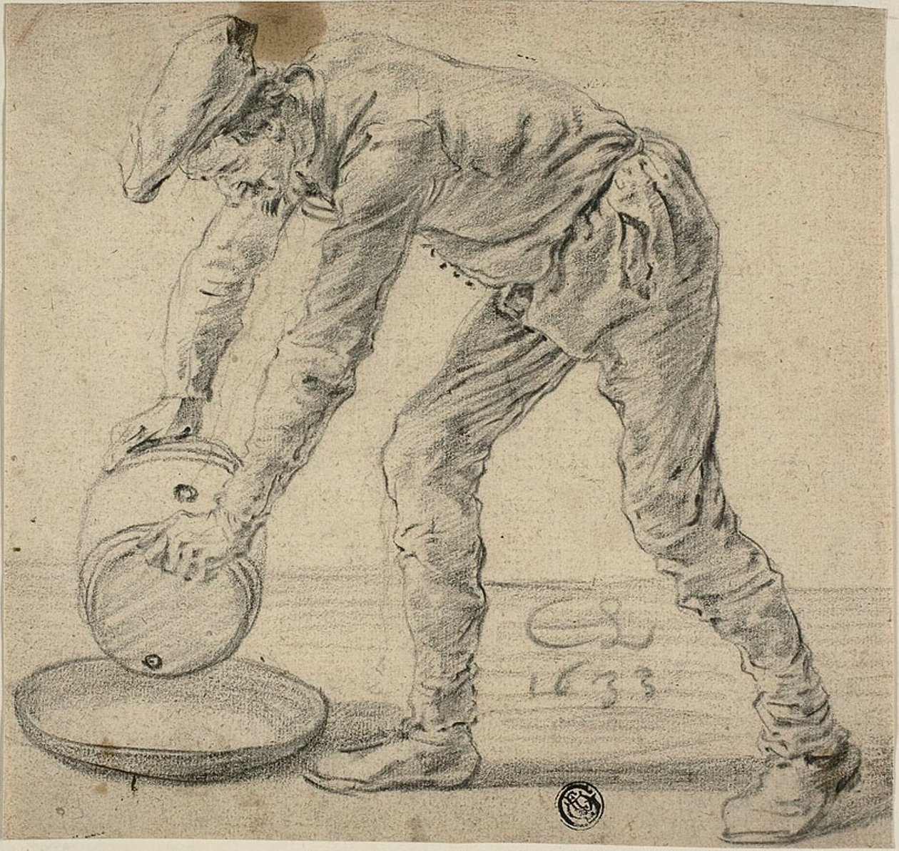 Homme avec un tonneau - Cornelis Saftleven