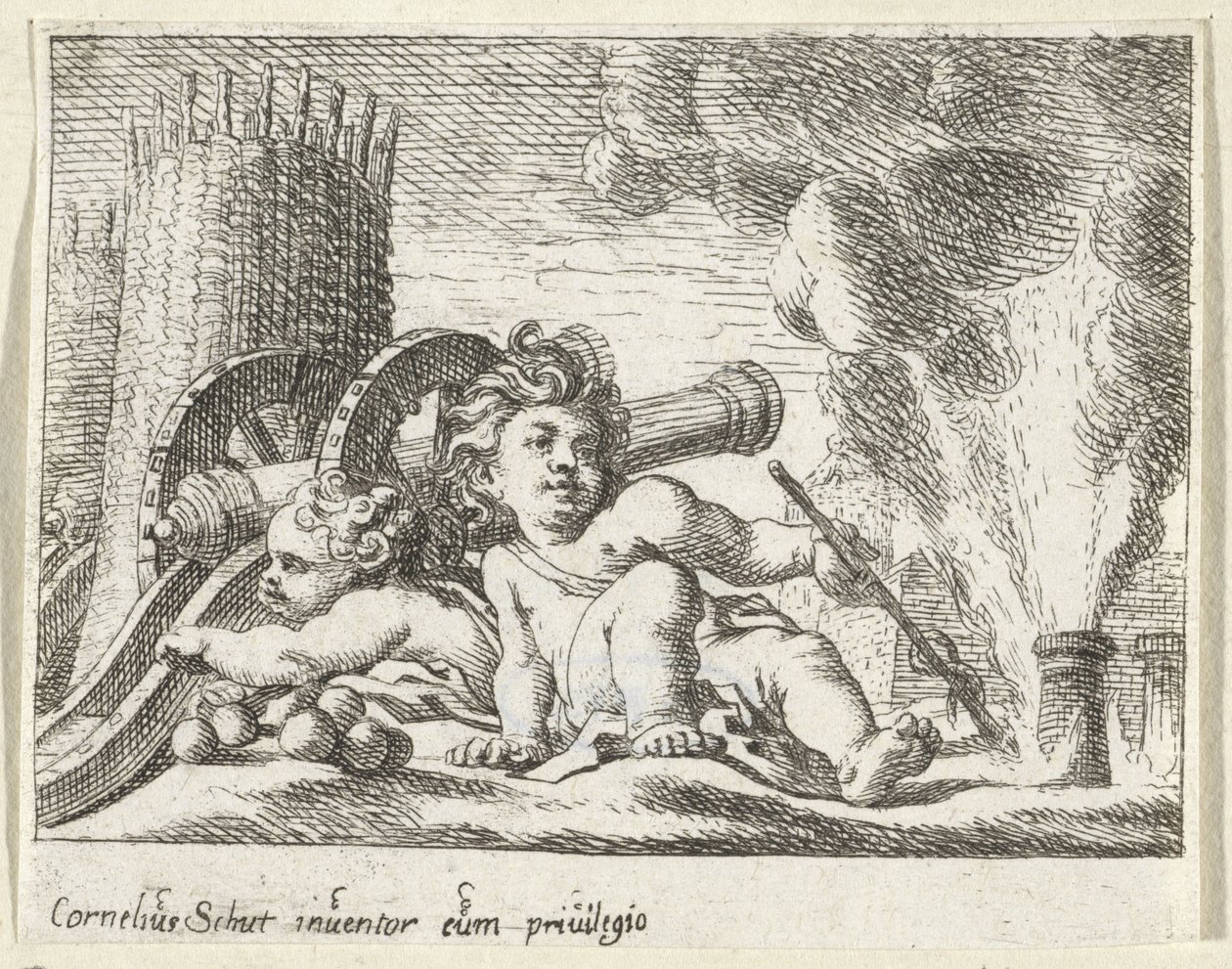 Deux enfants avec des canons - Cornelis Schut (I)