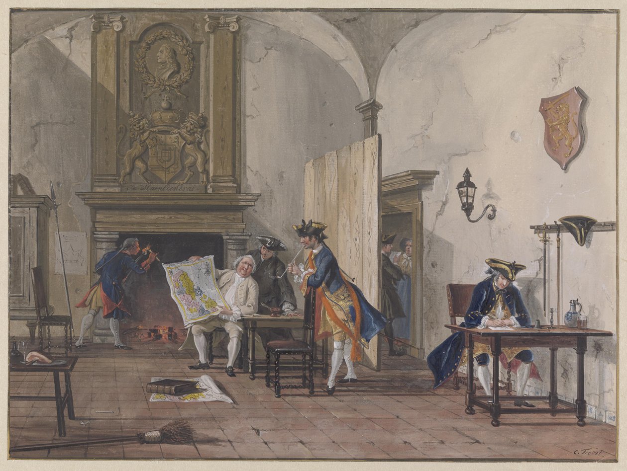Des officiers dans une salle de garde - Cornelis Troost