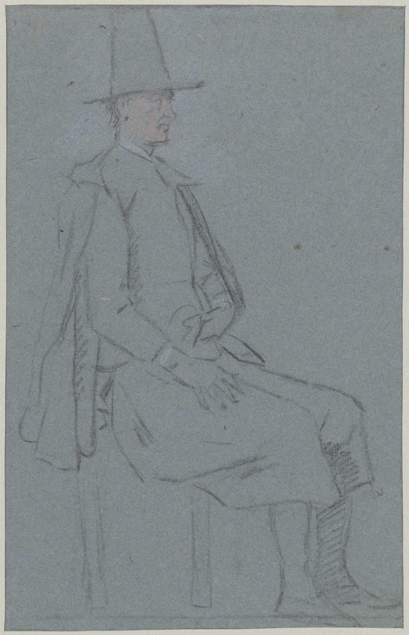 Quaker assis, profil vers la droite, avec une main sur la cuisse - Cornelis Troost