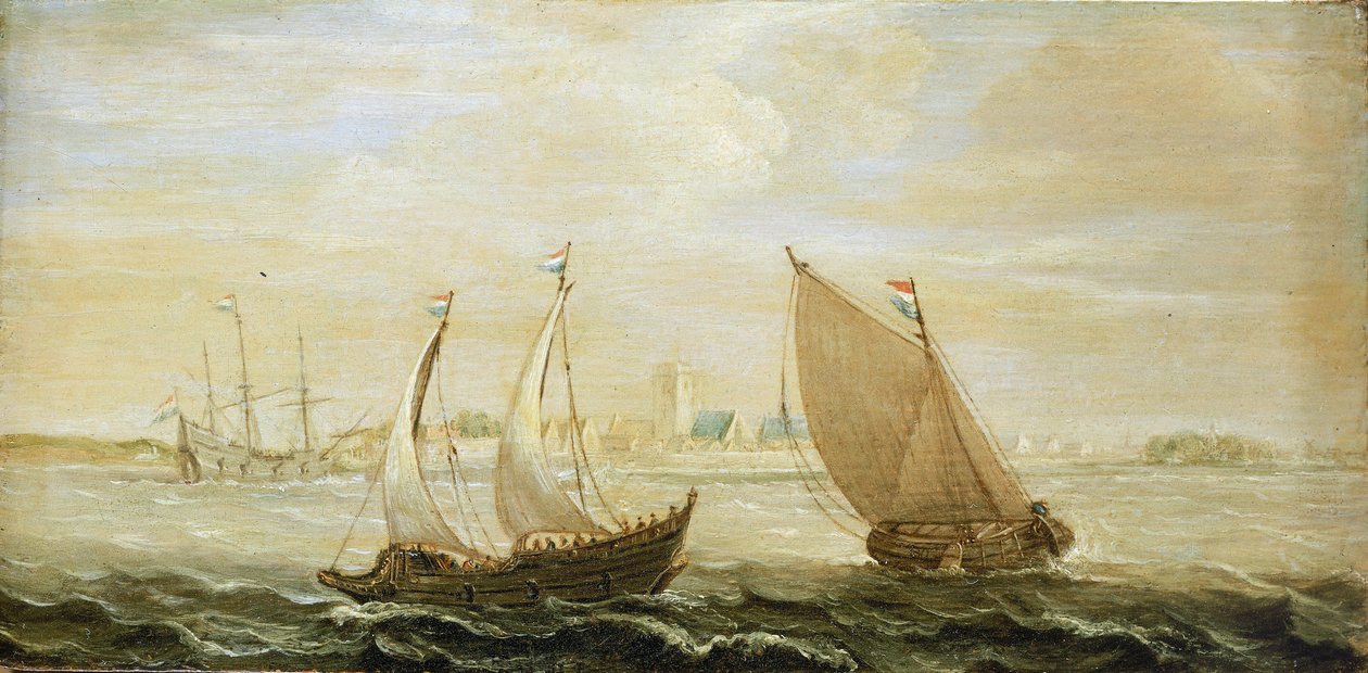 Un yacht et un petit voilier néerlandais, au large d
