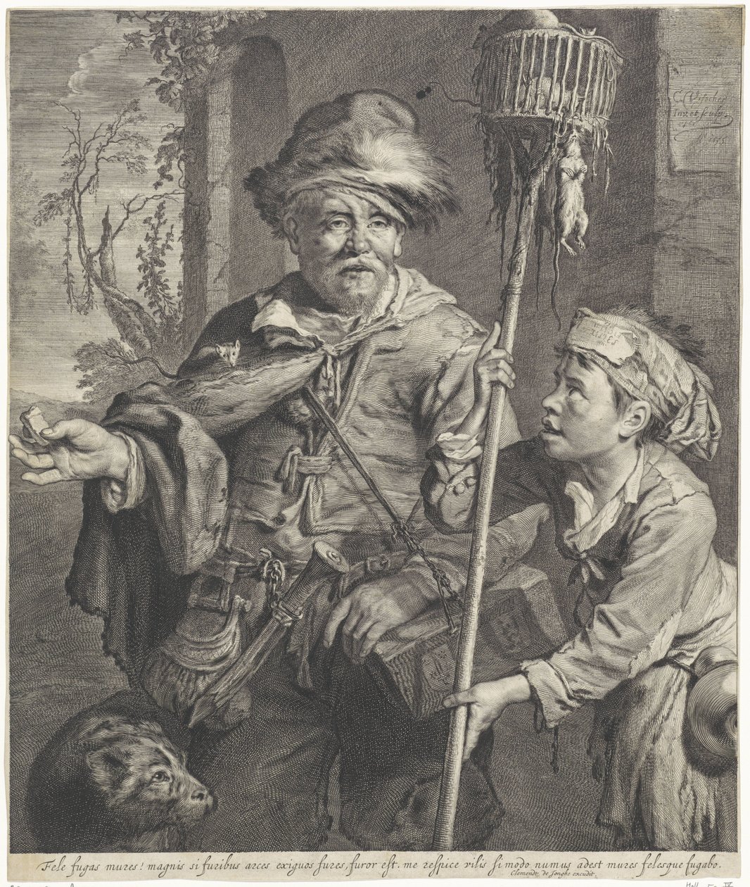 Le joueur de flûte de Hamelin avec son serviteur - Cornelis Visscher (II)