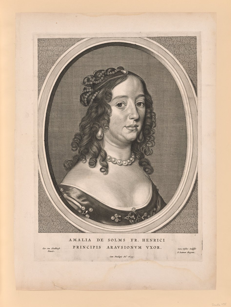 Amalia van Solms, épouse de Frederick Henry, extrait de Nine Portraits - Cornelis Visscher