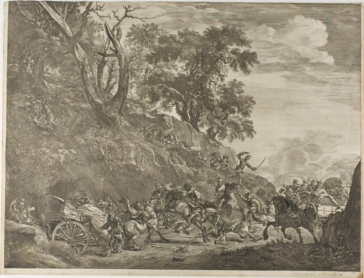Attaque sur un Convoi - Cornelis Visscher