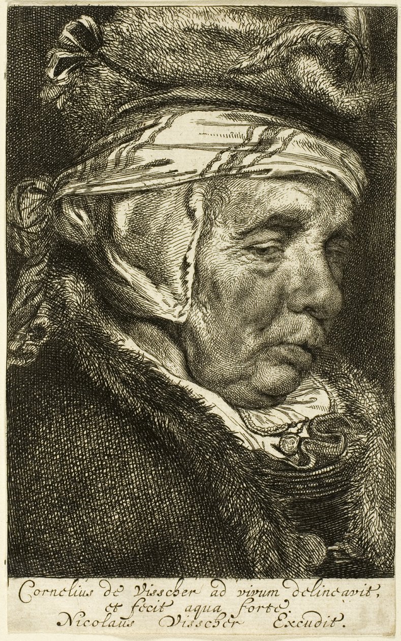 Tête de vieille femme (soi-disant portrait de la mère de Visscher) - Cornelis Visscher