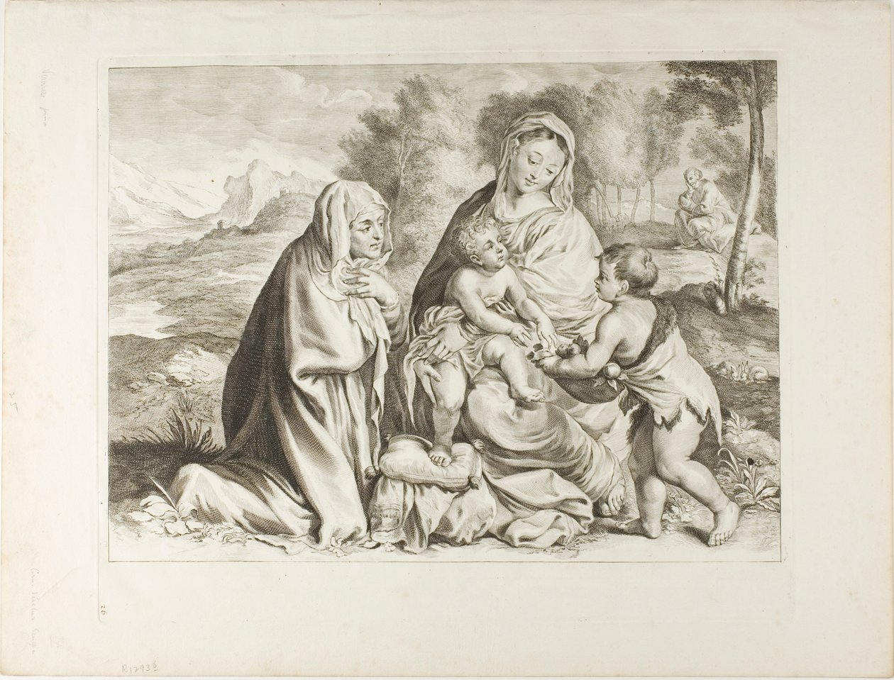 La Sainte Famille avec Saint Jean Baptiste et Sainte Elisabeth, du Cabinet Reynst - Cornelis Visscher